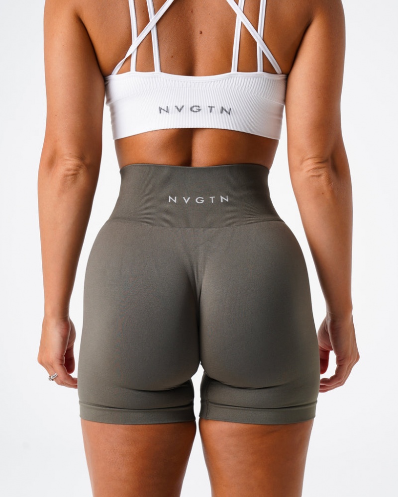 Women's NVGTN Solid Seamless Shorts Olive | EZYP-79106