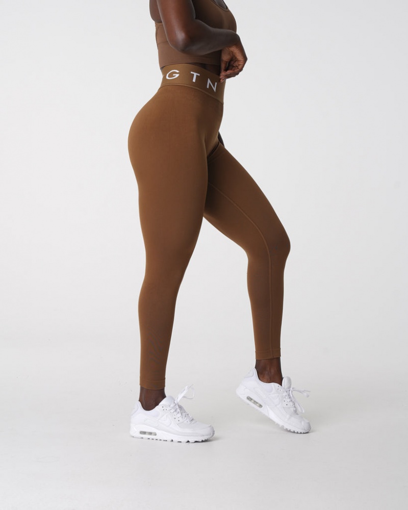 Women's NVGTN Sport Seamless Leggings Beige | UDCS-64973