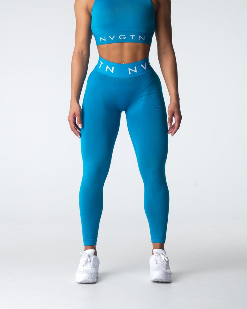 Women's NVGTN Sport Seamless Leggings Blue | MSHY-94536