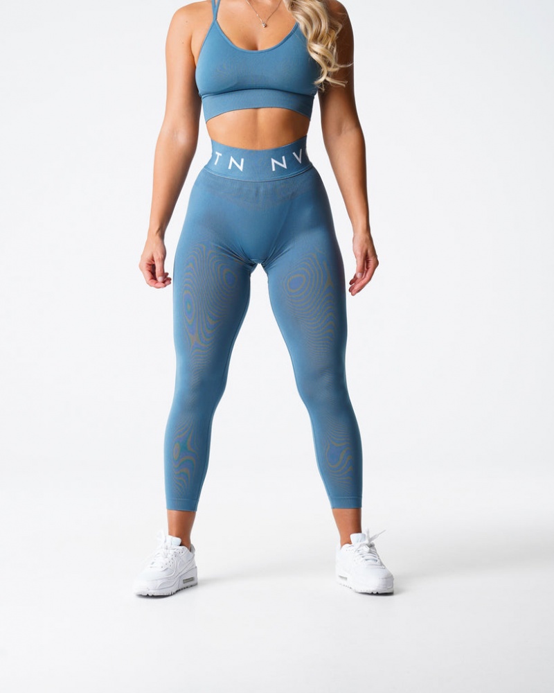 Women's NVGTN Sport Seamless Leggings Grey Blue | XSDC-03458