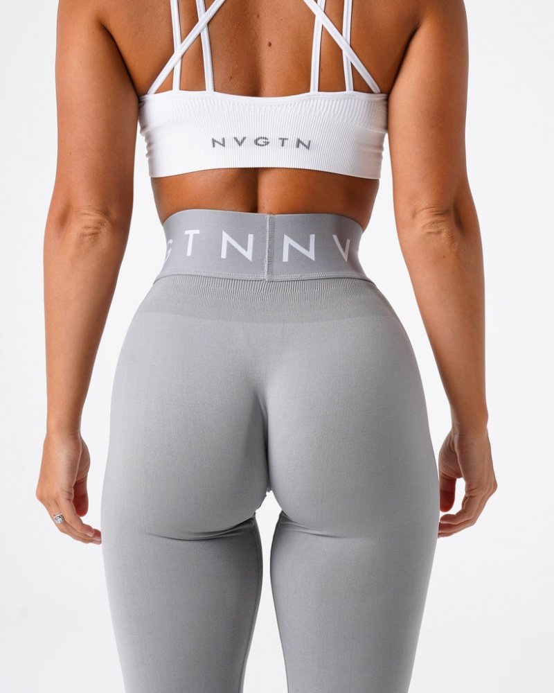 Women's NVGTN Sport Seamless Leggings Light Grey | QLSE-74236