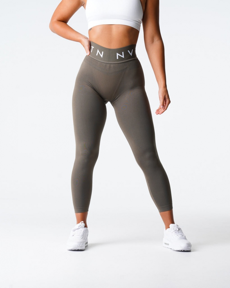 Women's NVGTN Sport Seamless Leggings Olive | QSLF-07234