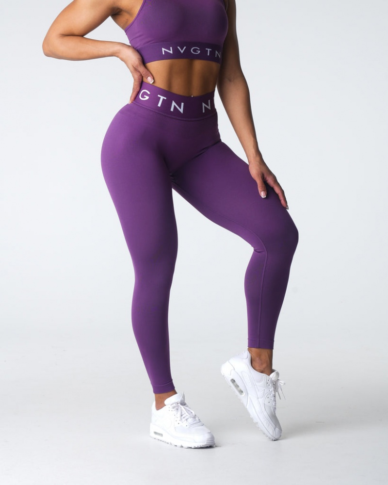 Women's NVGTN Sport Seamless Leggings Purple | SQLF-62908