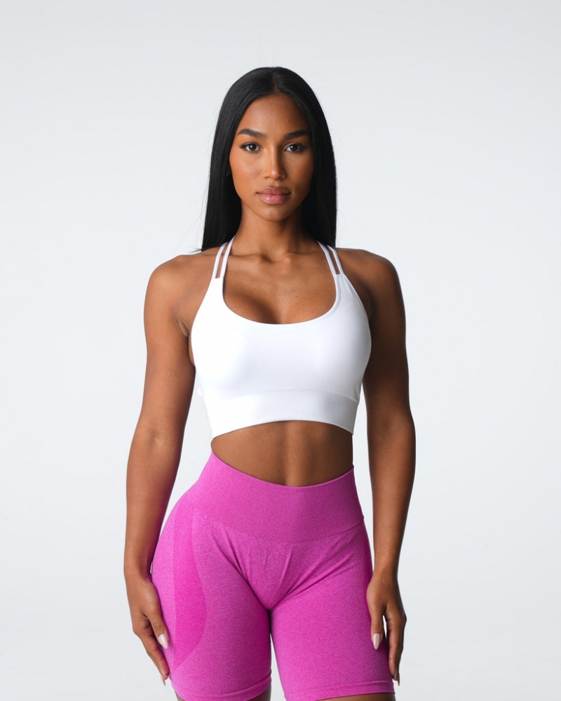 Women's NVGTN Thrive Seamless Sports Bras White | XEHI-75916