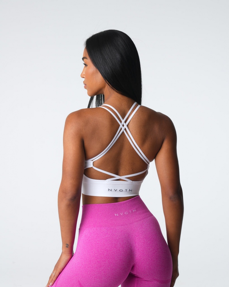 Women\'s NVGTN Thrive Seamless Sports Bras White | XEHI-75916