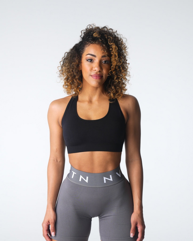 Women's NVGTN Thrive Seamless Sports Bras Black | OMTH-48650