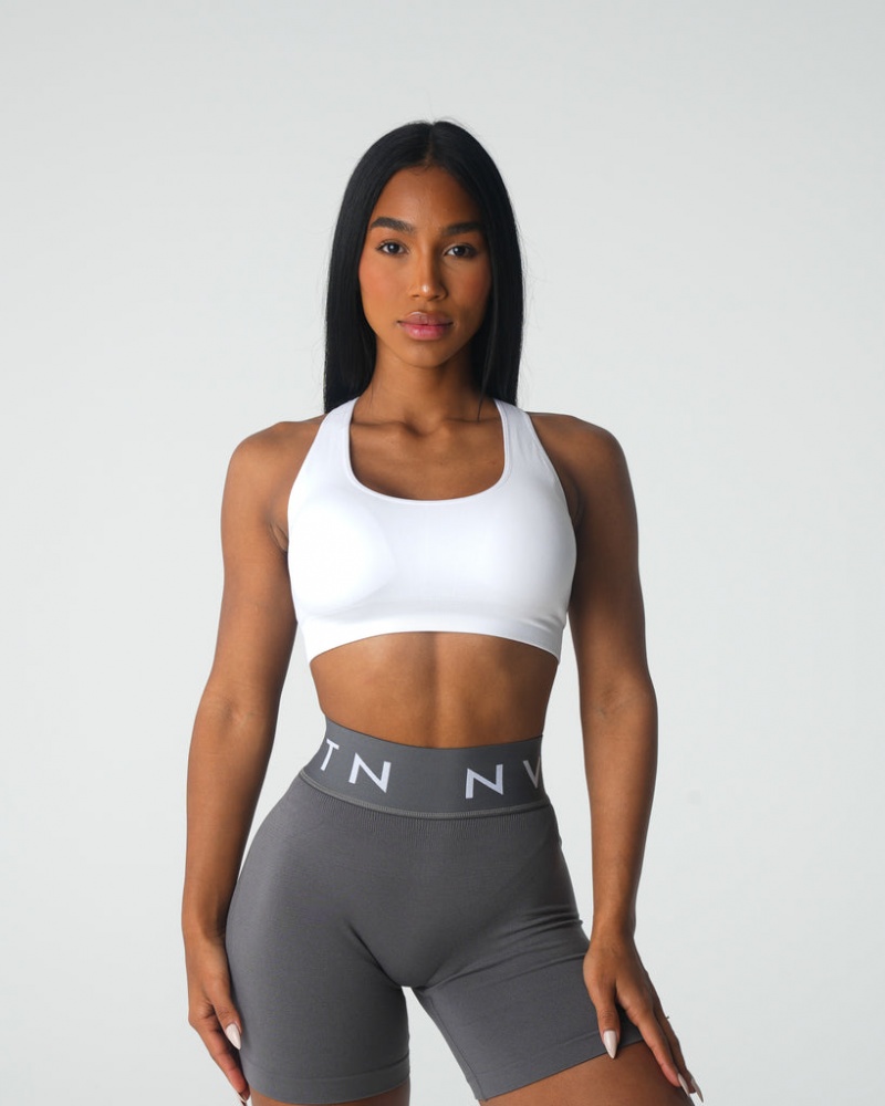 Women's NVGTN Thrive Seamless Sports Bras White | LPVN-34796