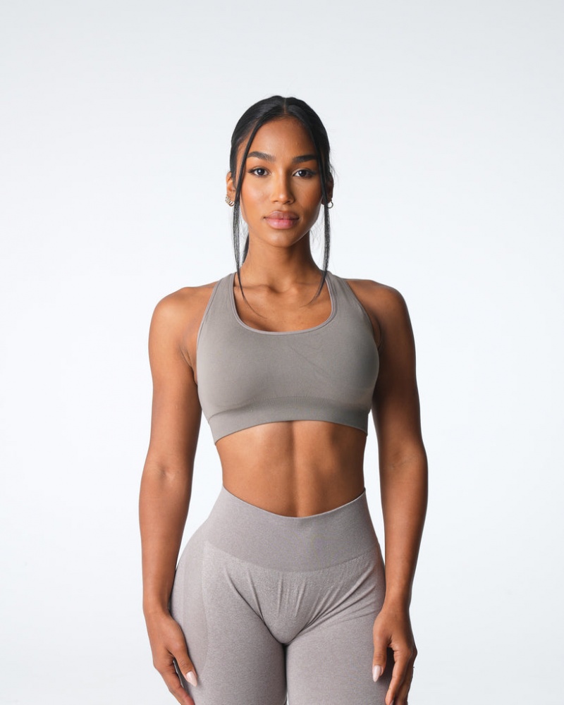 Women's NVGTN Thrive Seamless Sports Bras Grey Brown | CBEW-50894