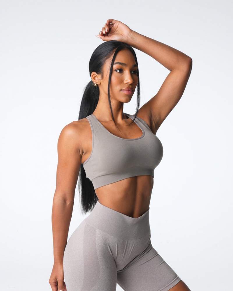 Women's NVGTN Thrive Seamless Sports Bras Grey Brown | CBEW-50894