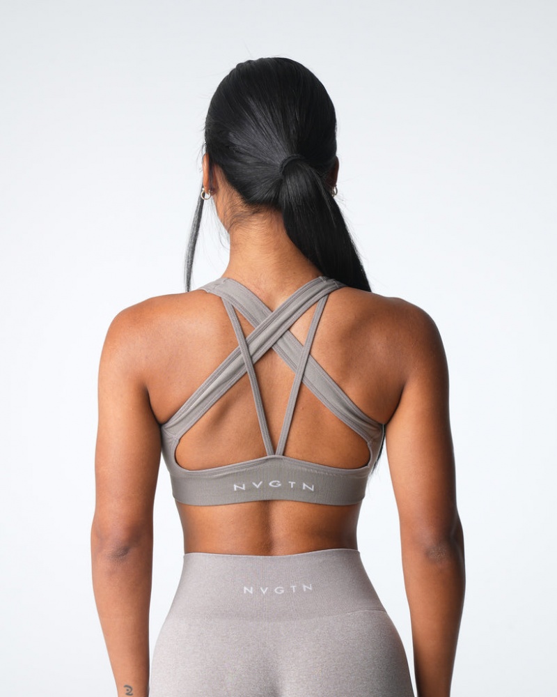 Women's NVGTN Thrive Seamless Sports Bras Grey Brown | CBEW-50894