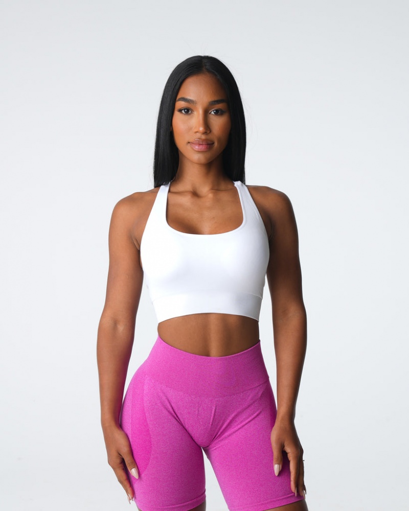 Women's NVGTN Thrive Seamless Sports Bras White | CZPV-94561