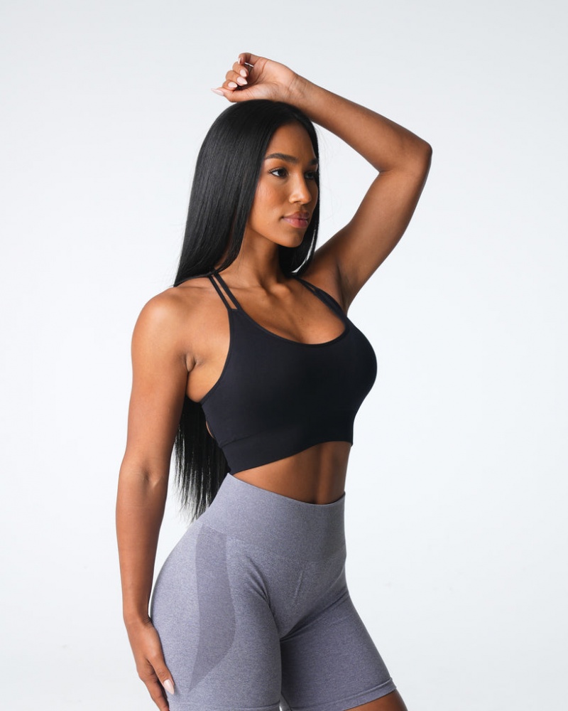 Women's NVGTN Thrive Seamless Sports Bras Black | IQRH-07413