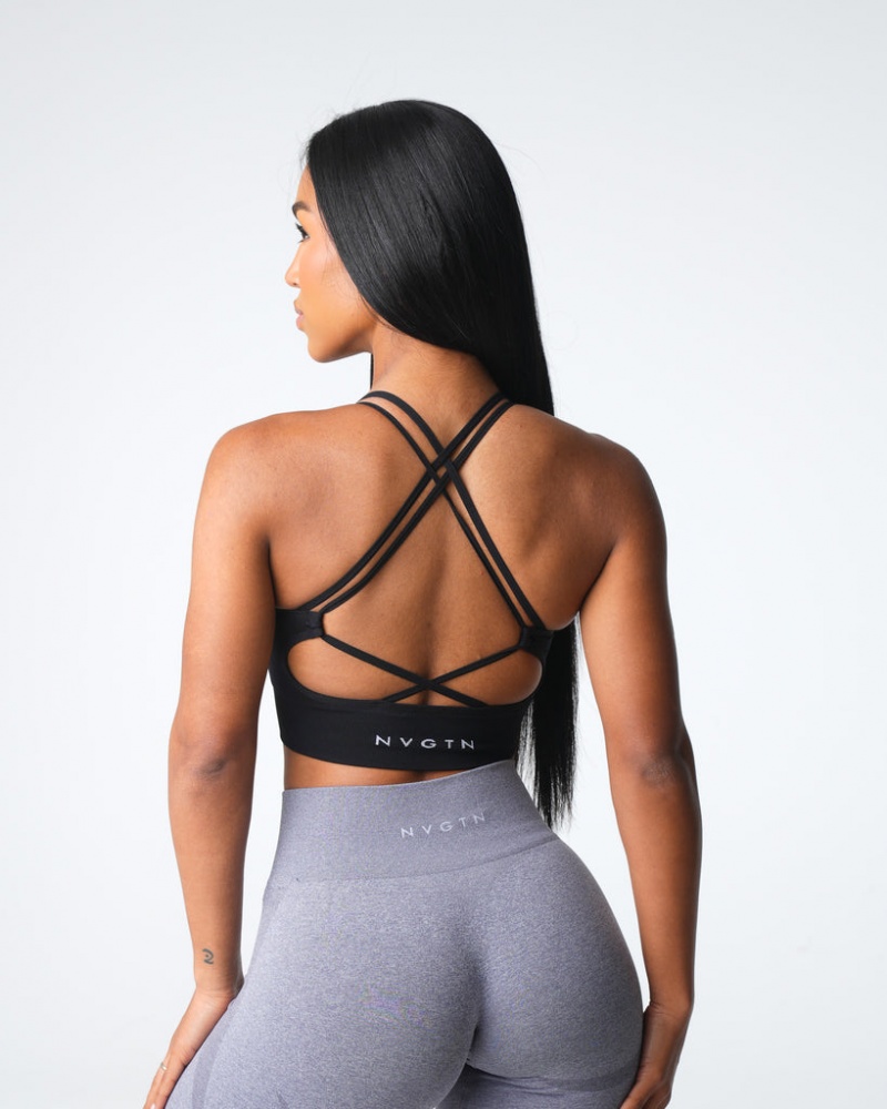 Women's NVGTN Thrive Seamless Sports Bras Black | IQRH-07413