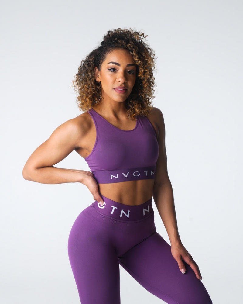 Women's NVGTN Trilogy Sport Seamless Sports Bras Purple | RISU-61327