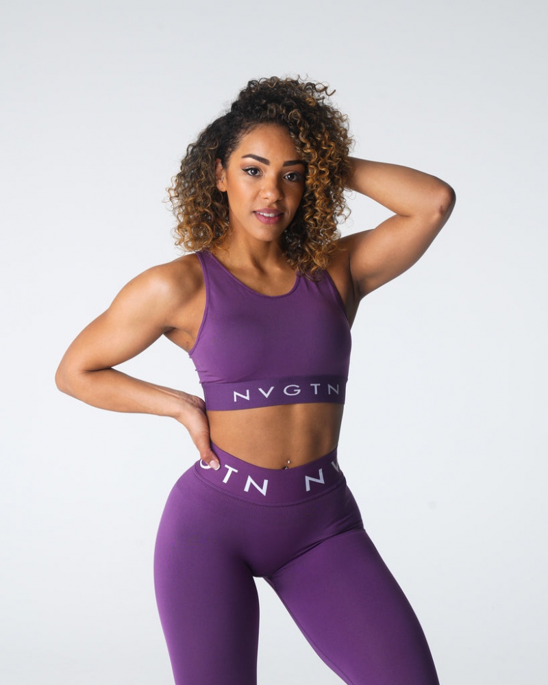 Women\'s NVGTN Trilogy Sport Seamless Sports Bras Purple | RISU-61327