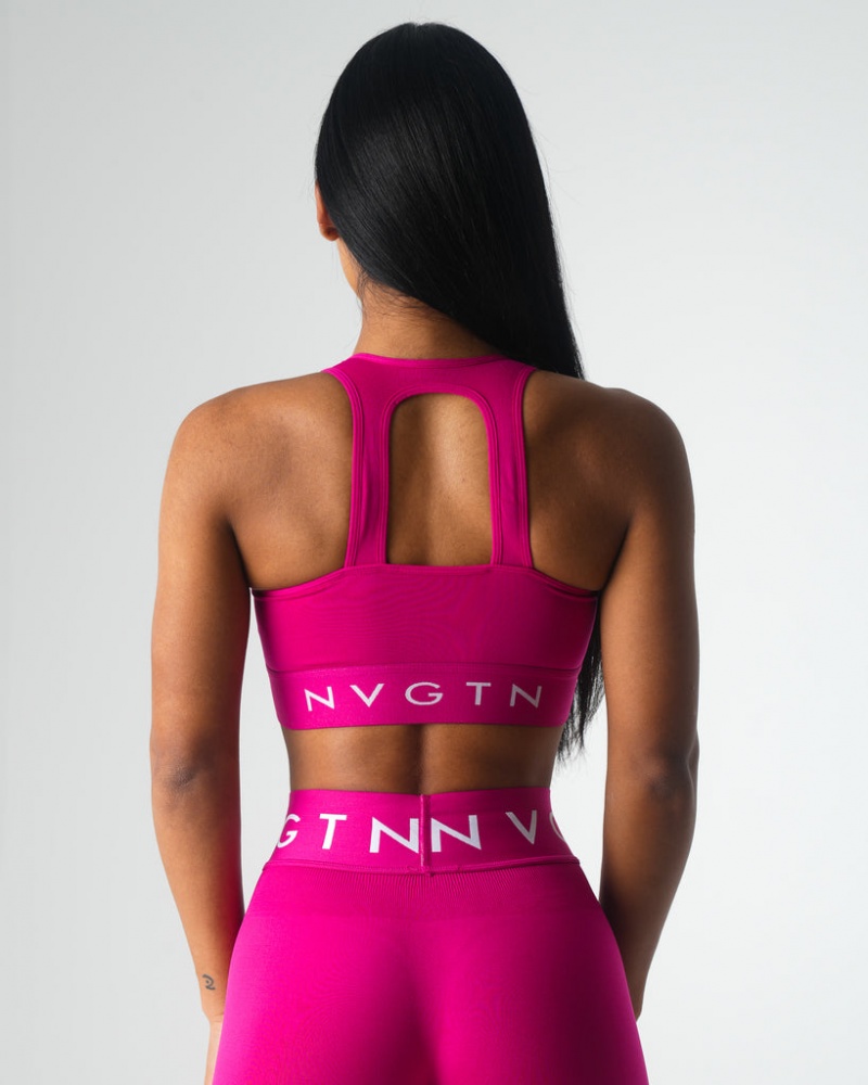 Women's NVGTN Trilogy Sport Seamless Sports Bras Fuchsia | QRGF-95734