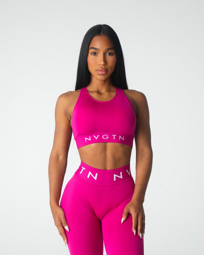 Women\'s NVGTN Trilogy Sport Seamless Sports Bras Fuchsia | QRGF-95734