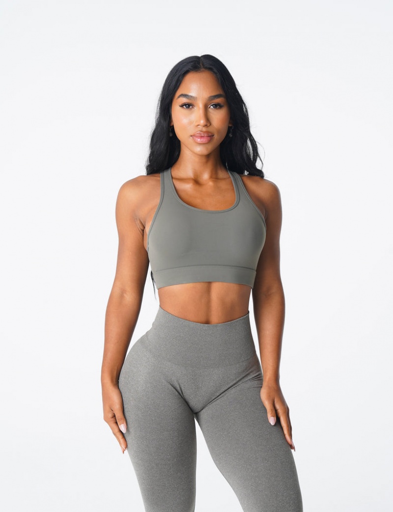 Women's NVGTN Trio Sports Bras Khaki Green | XERW-60195