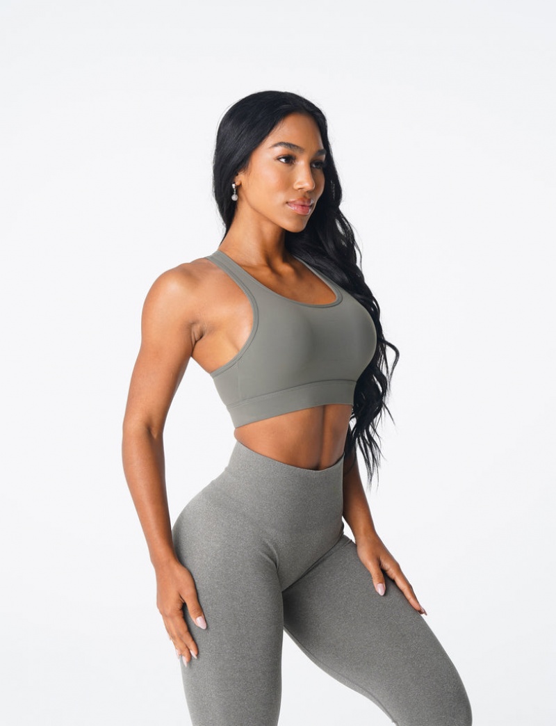 Women's NVGTN Trio Sports Bras Khaki Green | XERW-60195