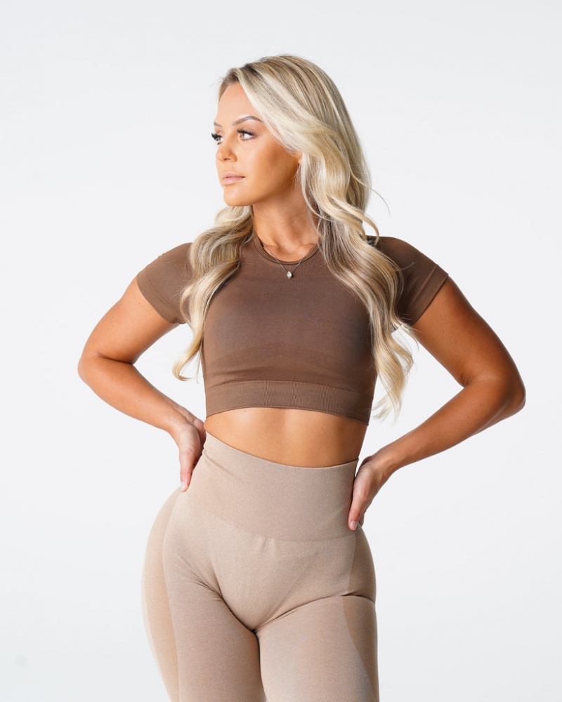 Women's NVGTN Vortex Seamless Tops Beige | FRZO-61023