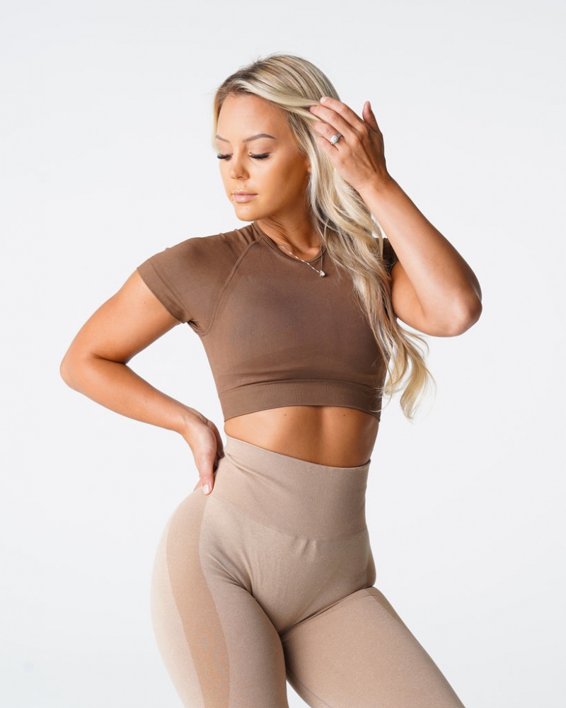 Women's NVGTN Vortex Seamless Tops Beige | FRZO-61023