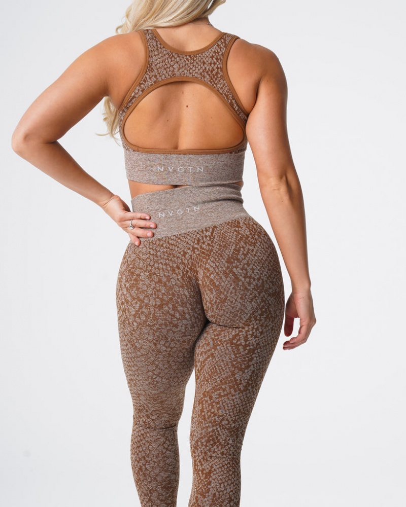 Women's NVGTN Zebra Seamless Leggings Beige | CGKI-32784