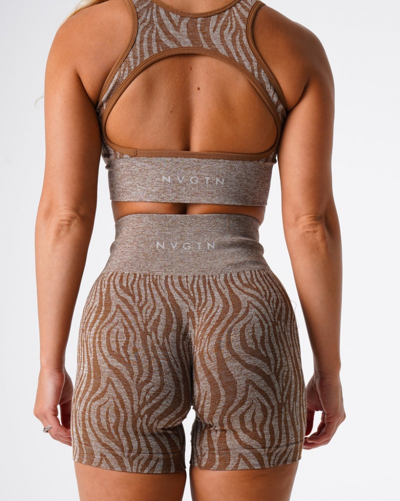 Women's NVGTN Zebra Seamless Shorts Beige | CSMB-70389